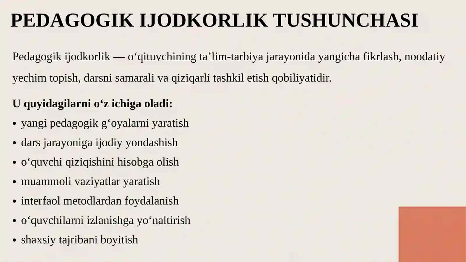Pedagogik ijodkorlik va uning o‘qituvchi faoliyatidagi ahamiyati 4