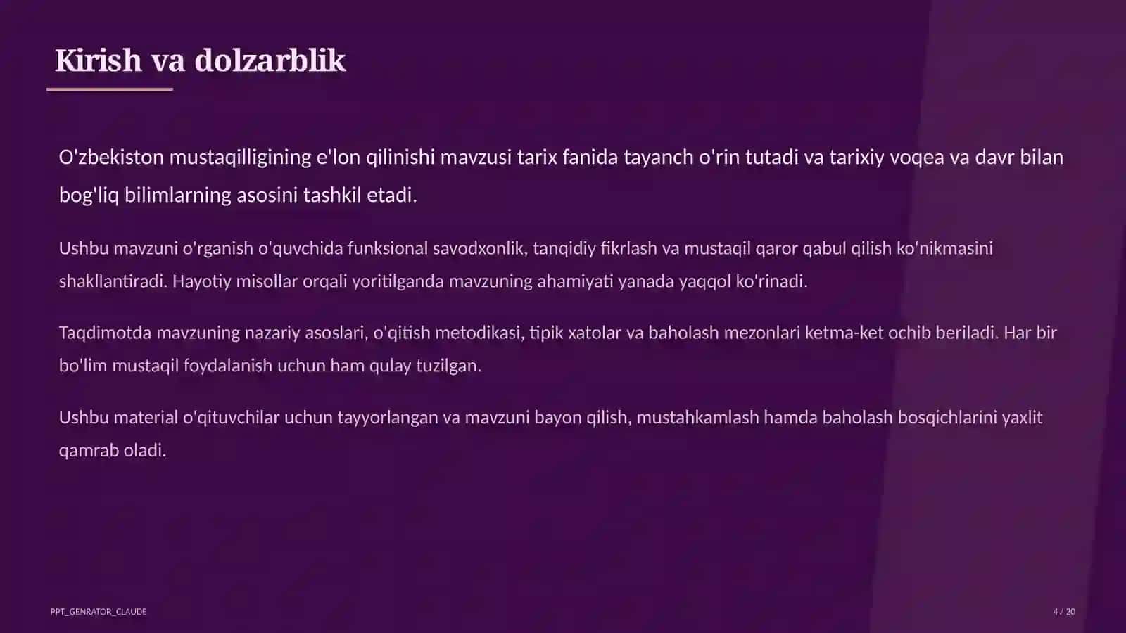 O'zbekiston mustaqilligining e'lon qilinishi (11-sinf) 4