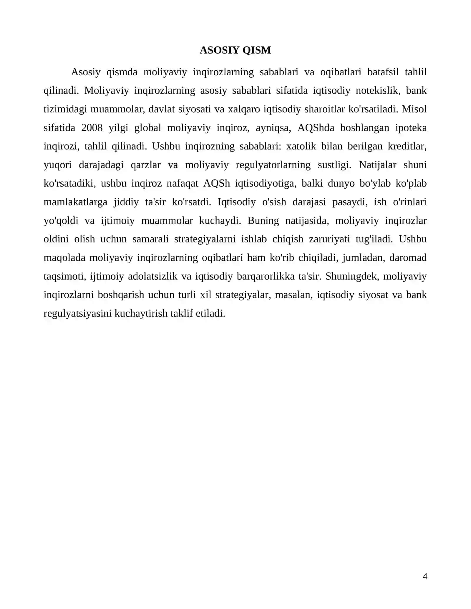 Moliyaviy inqirozlarning sabablari va iqtisodiy oqibatlari 4