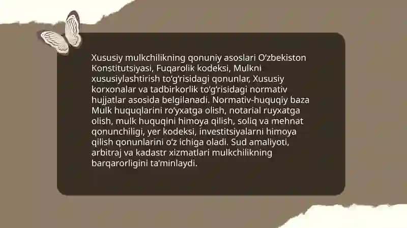 Iqtisodiy islohotlar, xususiy mulkchilikning shakllanishi by Jamolova Ruxshona 4