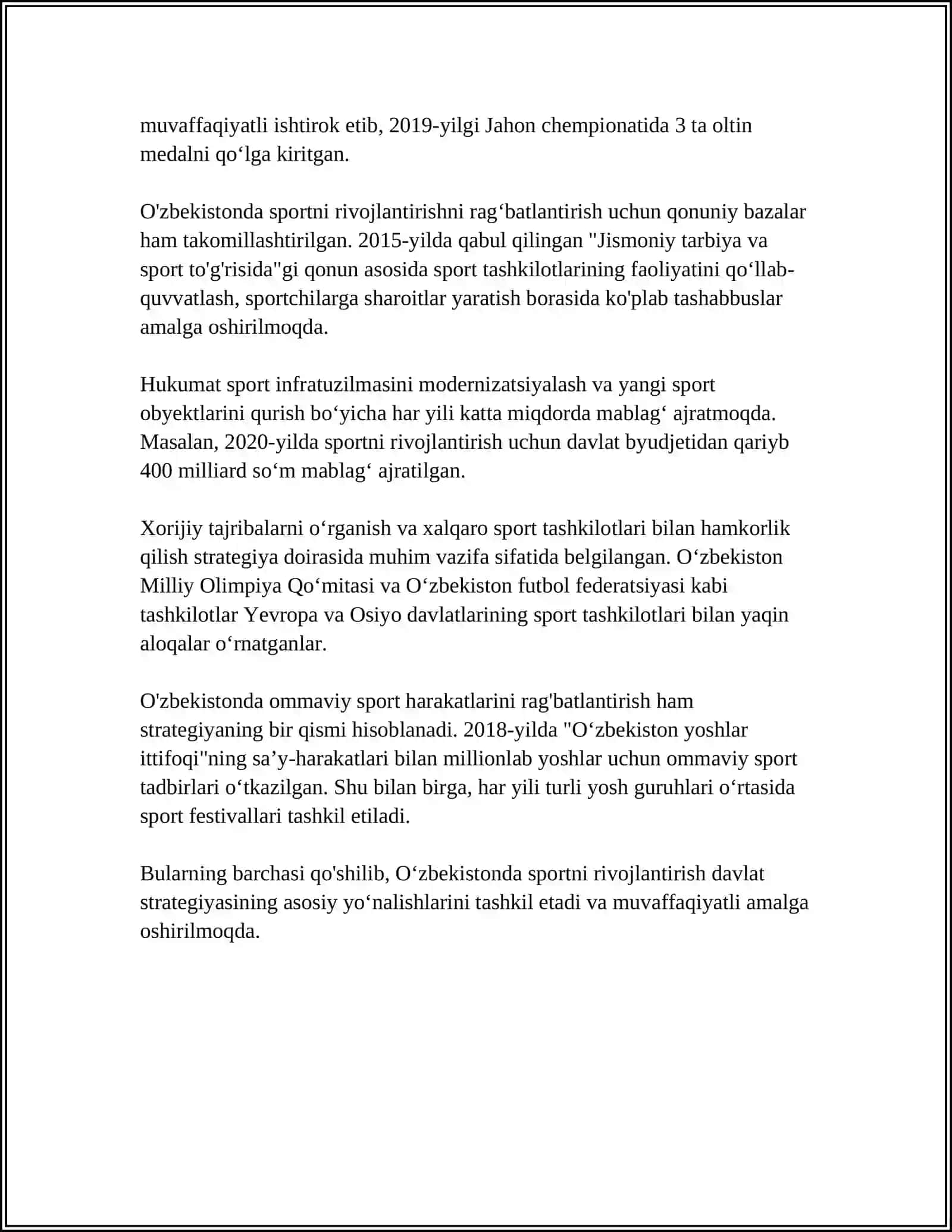 Oʻzbekistonda sport sohasi 4