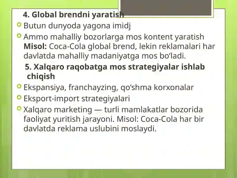 Xalqaro Marketing Strategiyasi 4