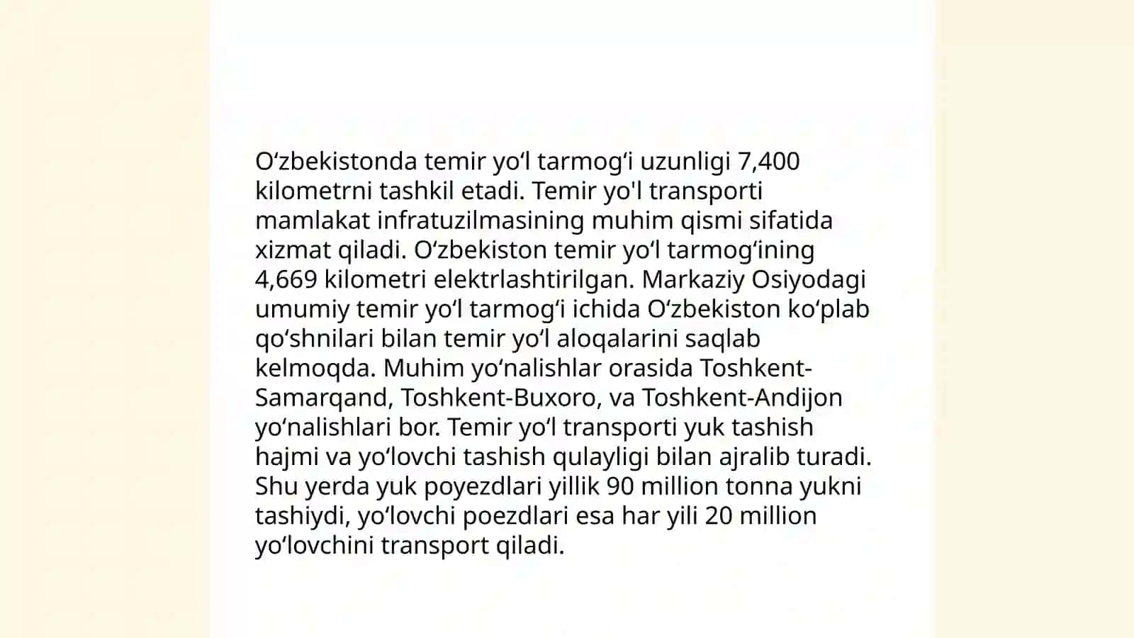 O'zbekiston temir yo'llari va Rossiya temir yo'llari bilan solishtirish 4