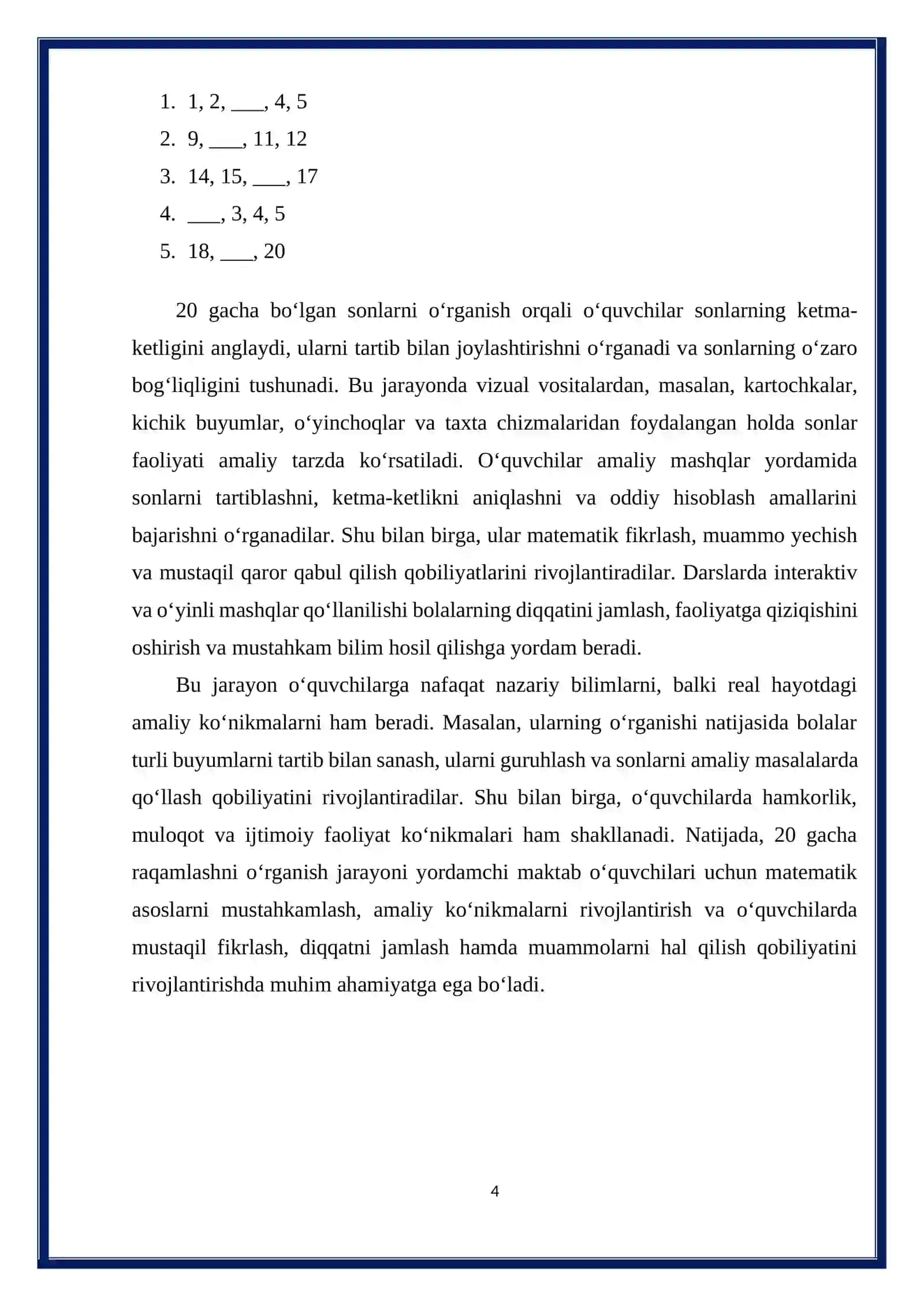 Yordamchi maktabda 20 ichida raqamlashni o‘rgatish 4
