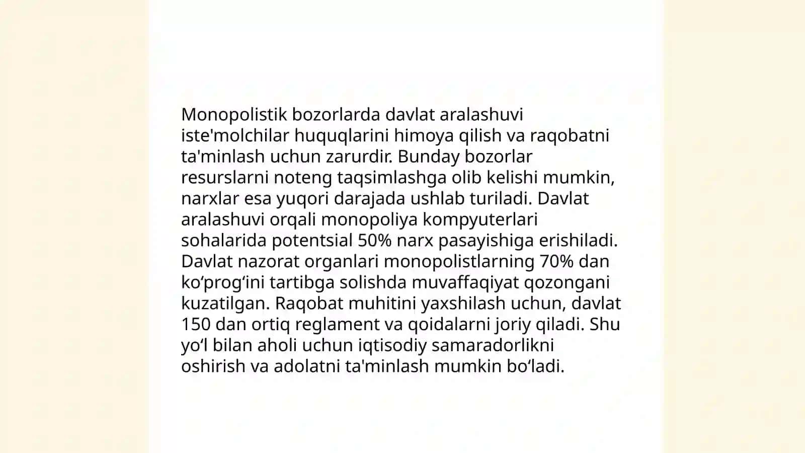 Monopoliyani davlat tomonidan tartibga solish mexanizmlari 4