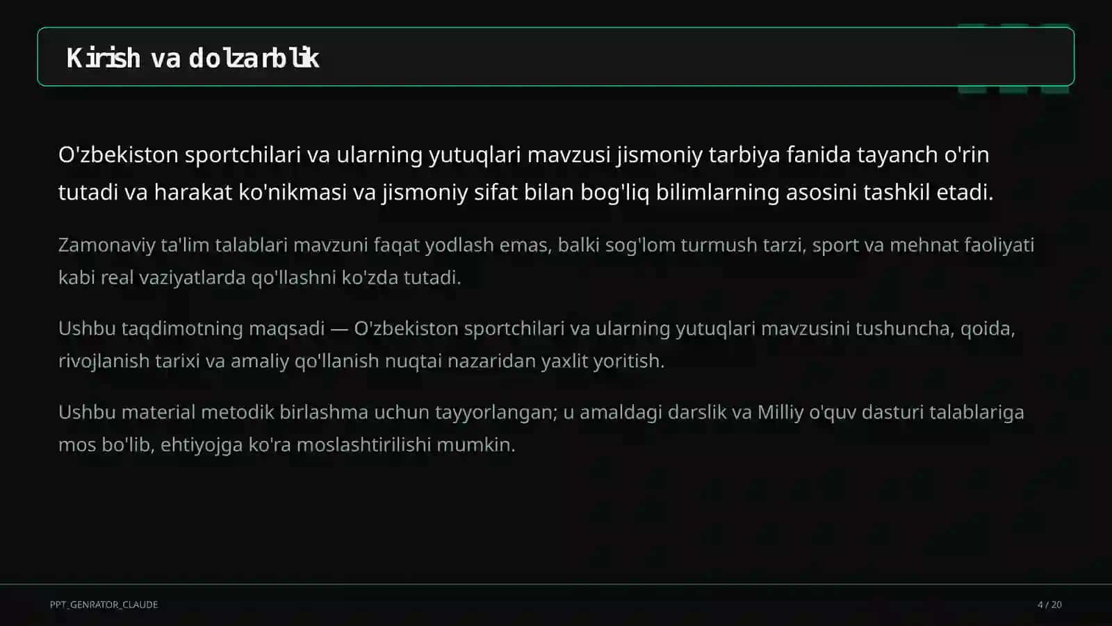 O'zbekiston sportchilari va ularning yutuqlari (11-sinf) 4