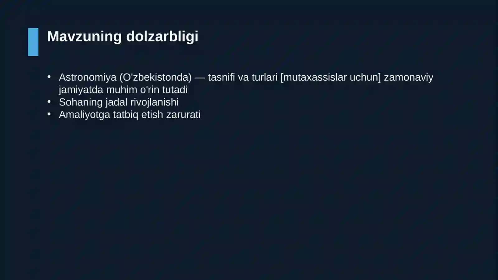 Astronomiya (O'zbekistonda) — tasnifi va turlari [mutaxassislar uchun] 4