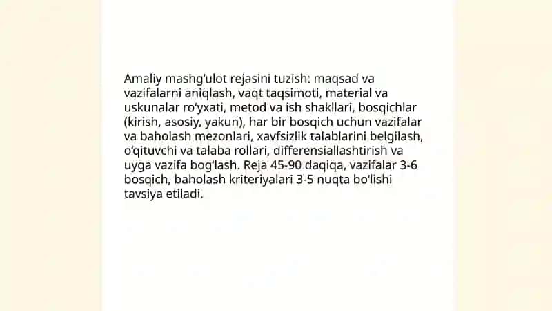 Dars uchun kerakli materiallarni oldindan tayyorlash 4