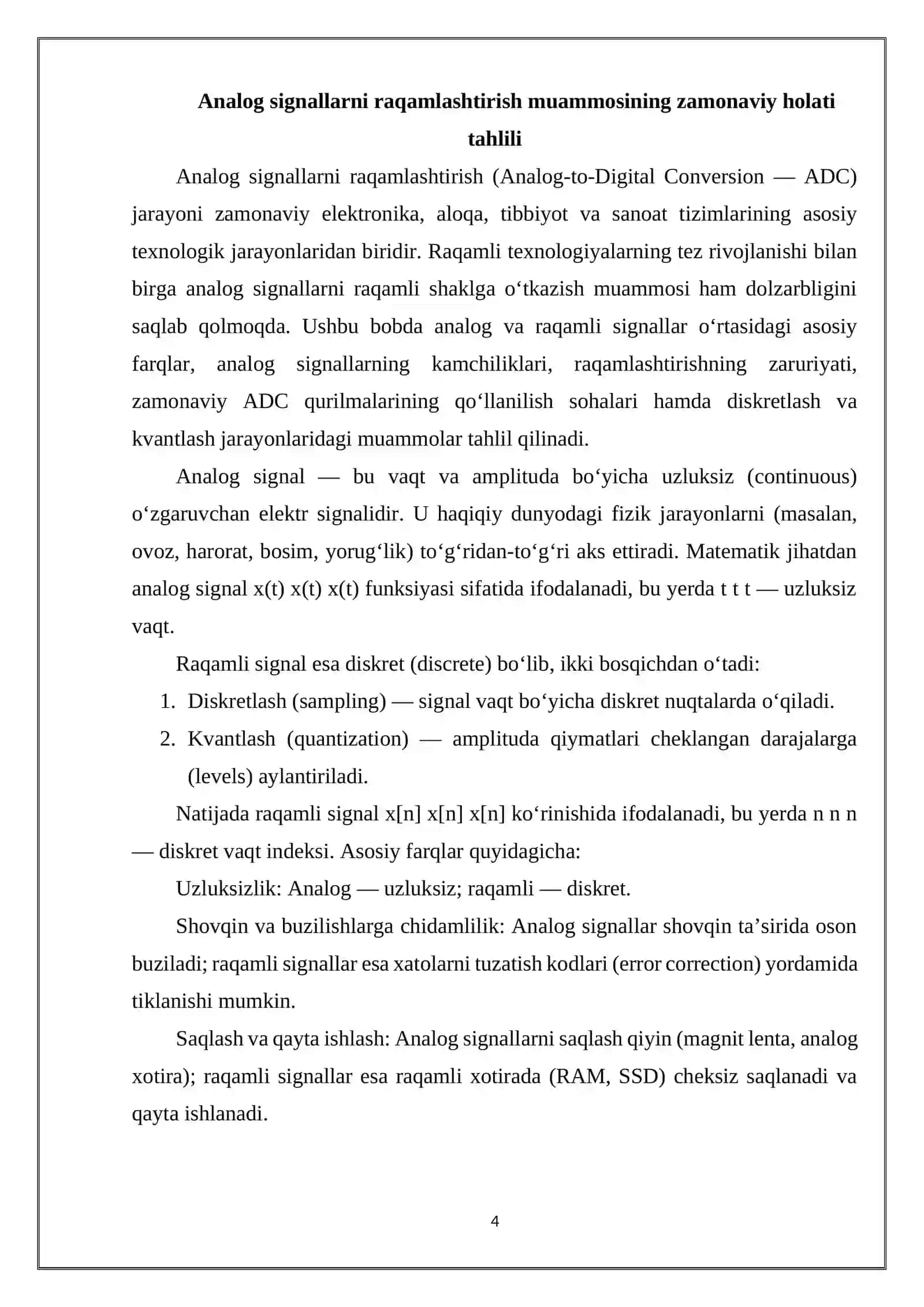 Analog-raqamli o'zgartirgich (ADC) 4