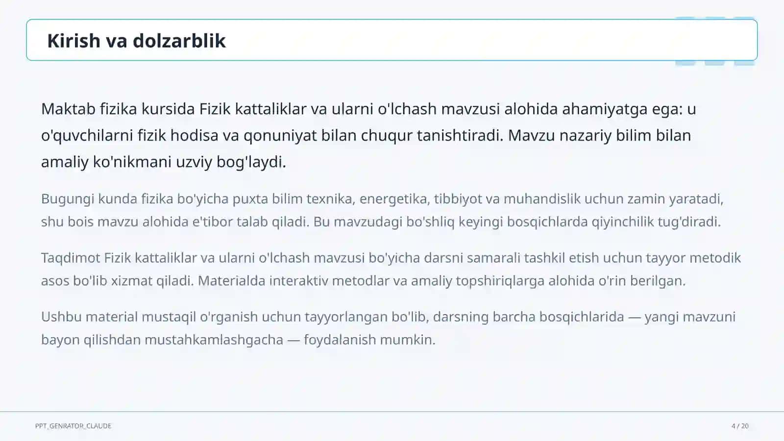 Fizik kattaliklar va ularni o'lchash (6-sinf) 4