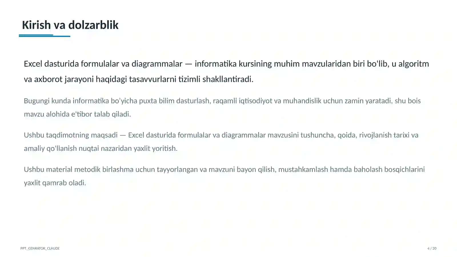Excel dasturida formulalar va diagrammalar (7-sinf) 4