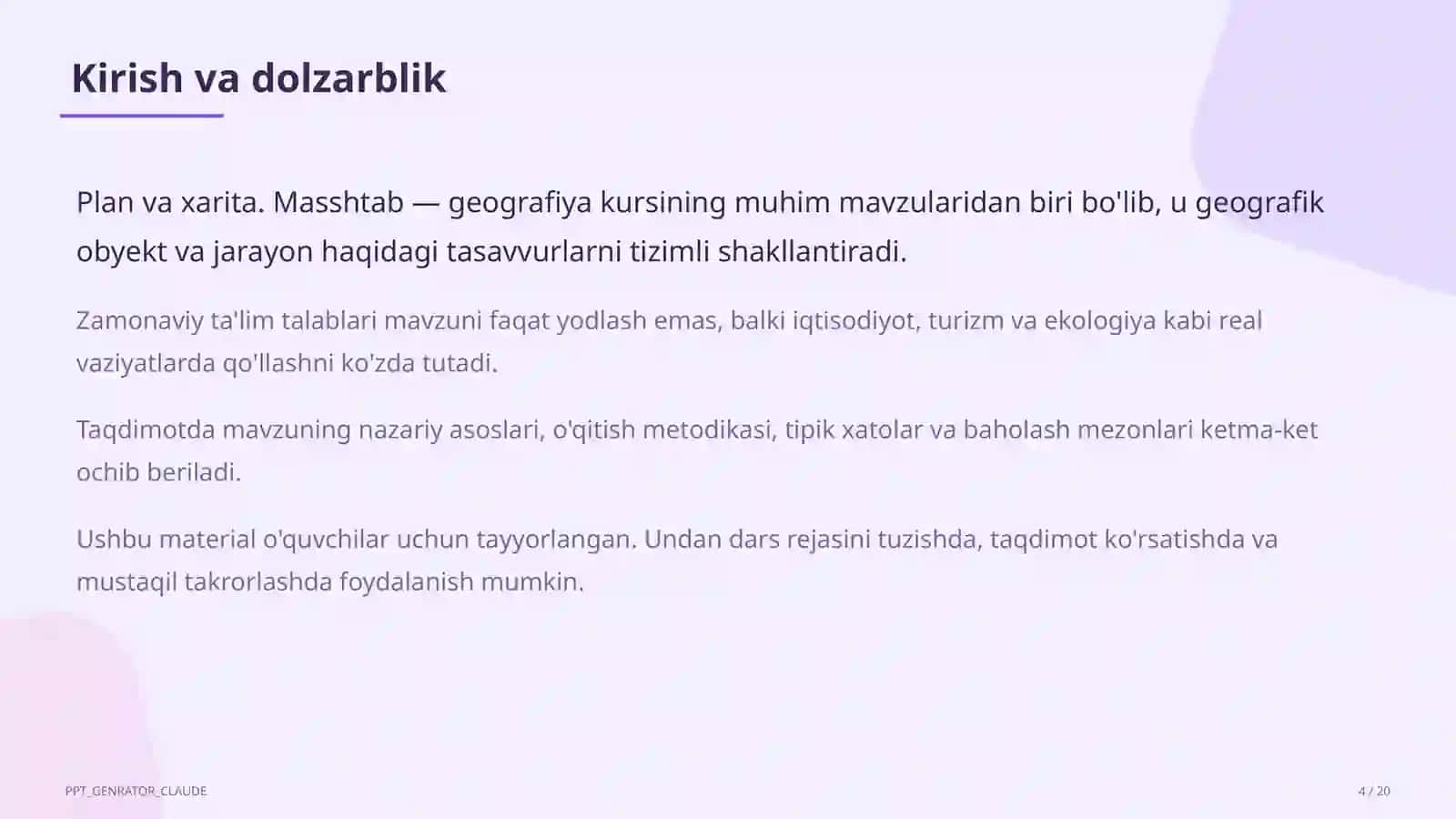Plan va xarita. Masshtab (5-sinf) 4