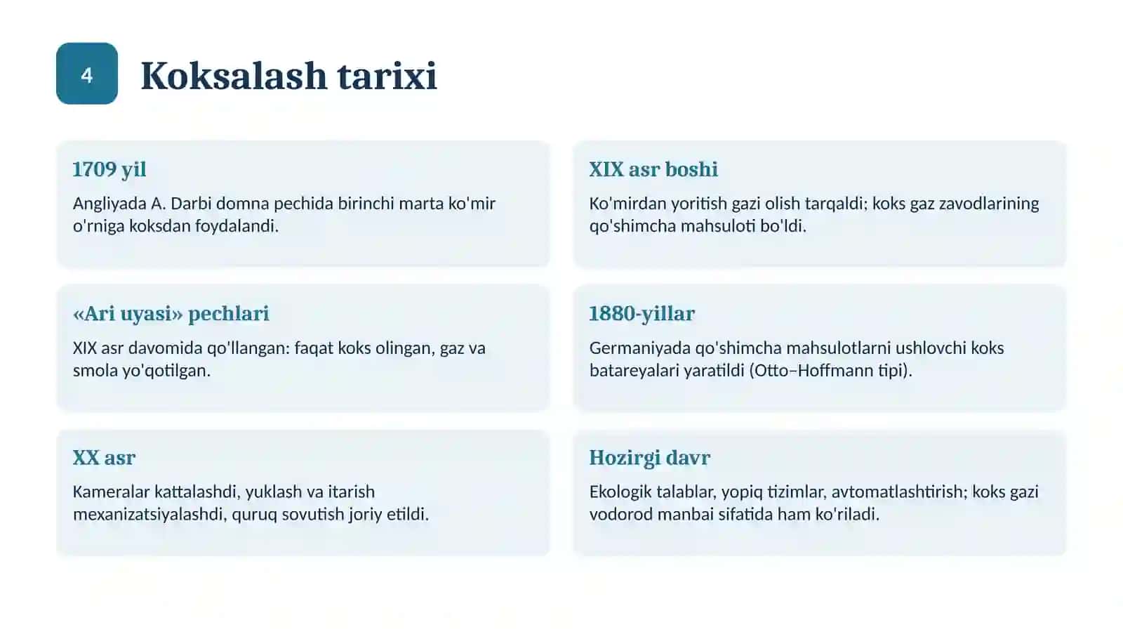 Koksalash. Koks va uni qayta ishlash 4