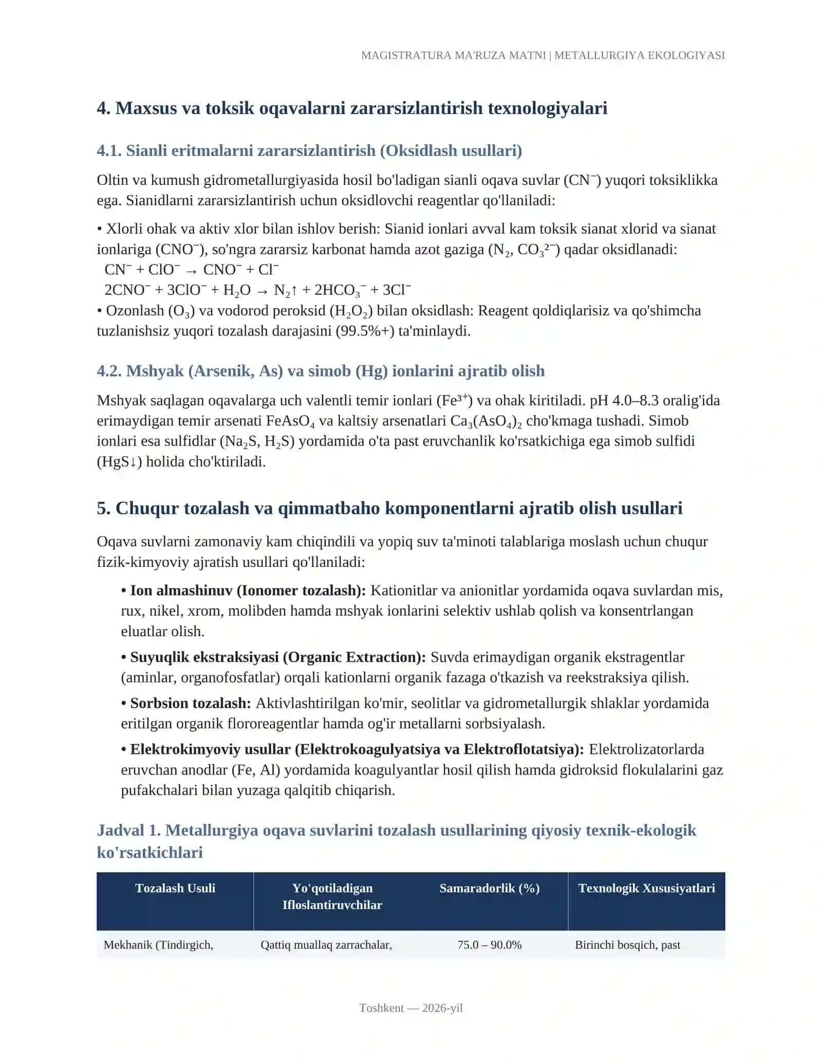 MAGISTRATURA MA'RUZA MATNI | METALLURGIYA EKOLOGIYASI 4