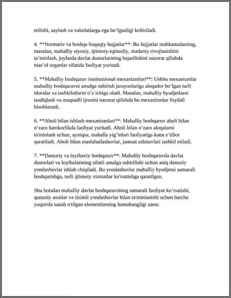 MAHALLIY BOSHQARUVNI TASHKIL ETISH MEXANIZMLARI 4