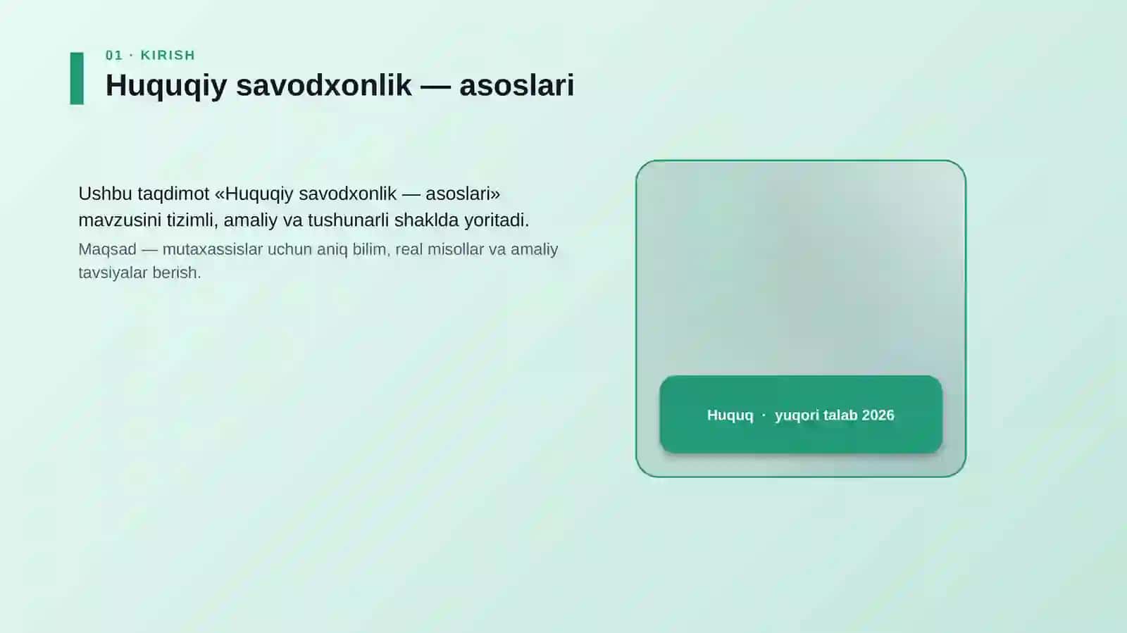 Huquqiy savodxonlik — asoslari 4