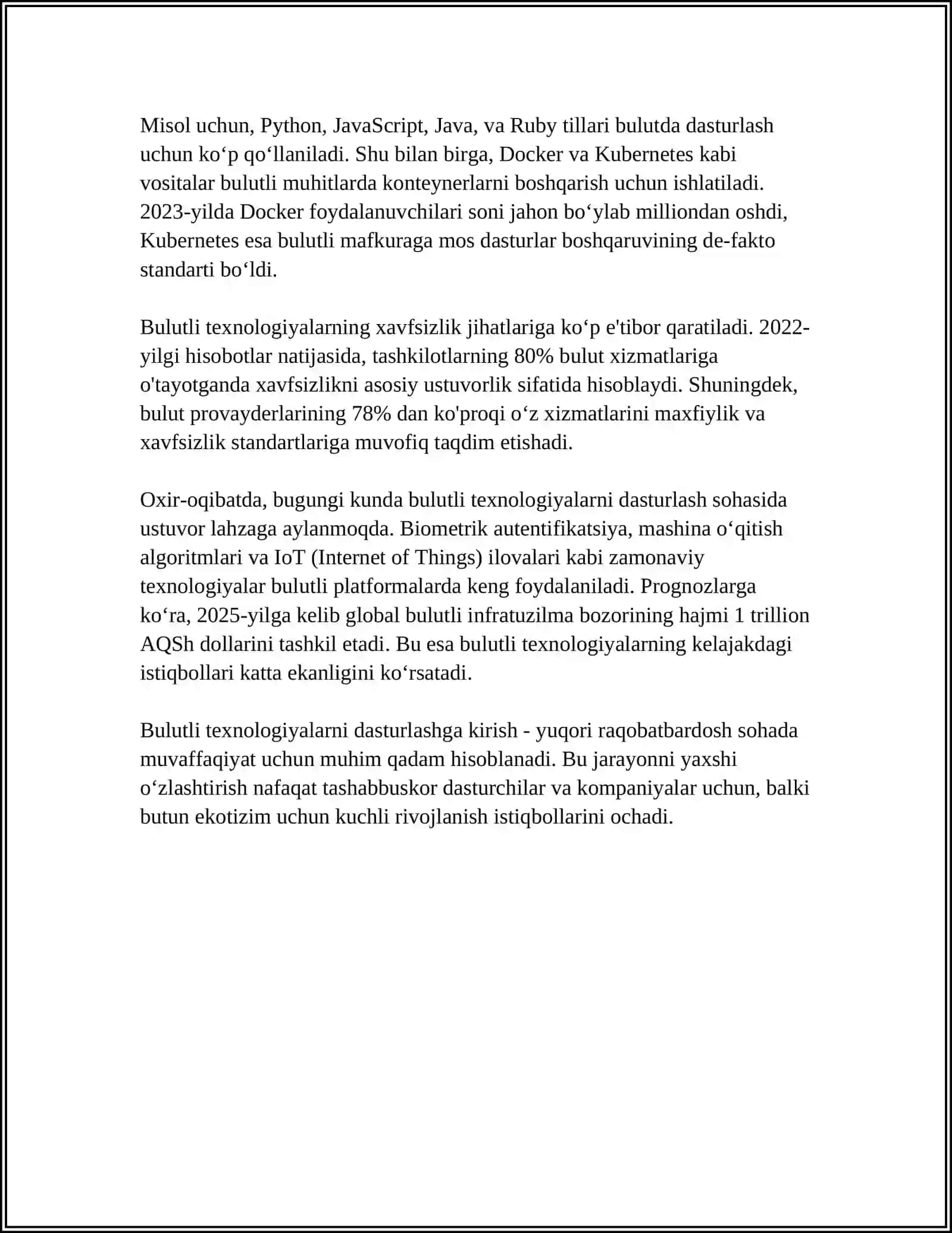"DASTURLASH"DA BULUTLI TEXNOLOGIYALARDAN FOYDALANISH 4