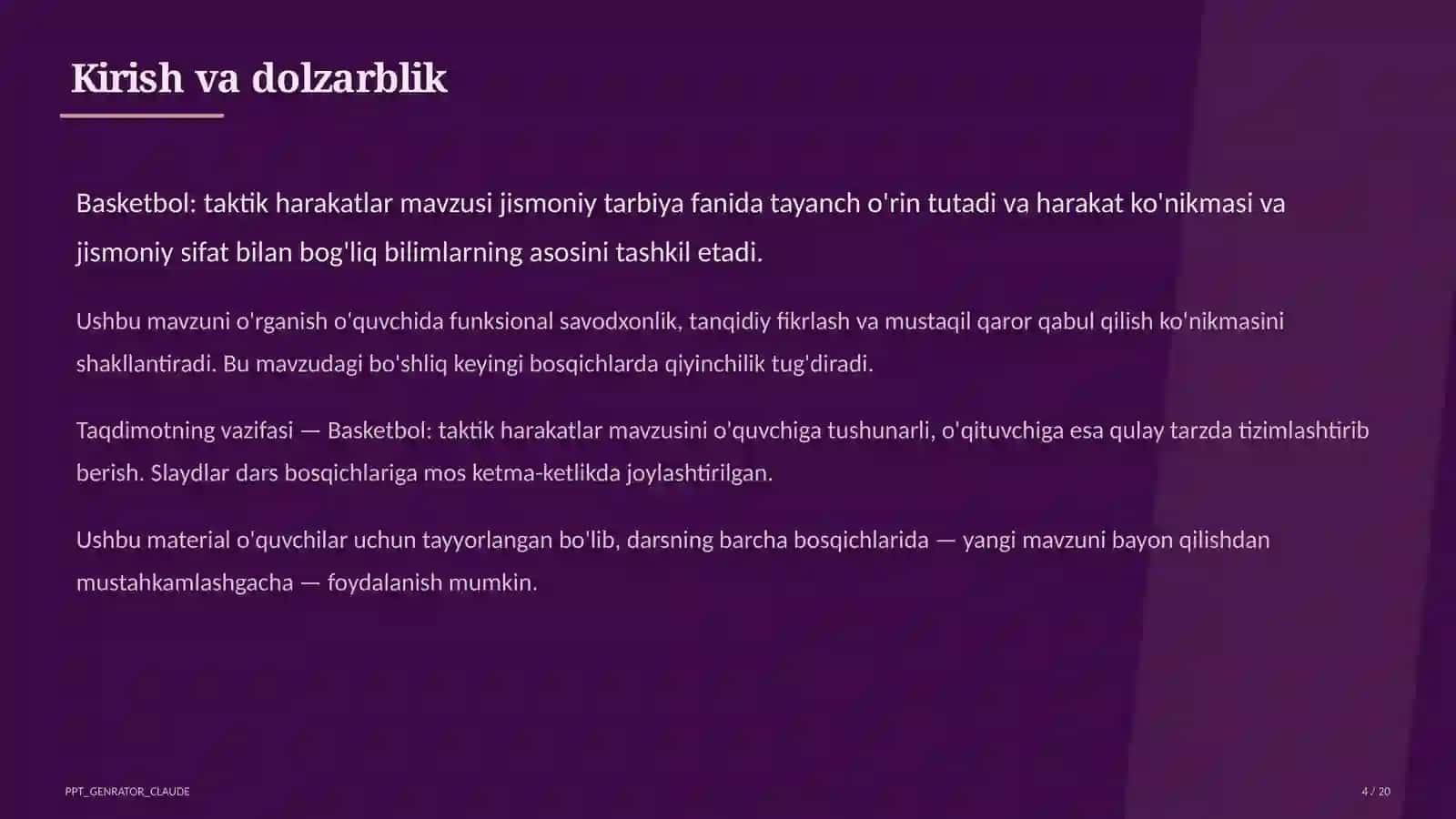 Basketbol: taktik harakatlar (8-sinf) 4
