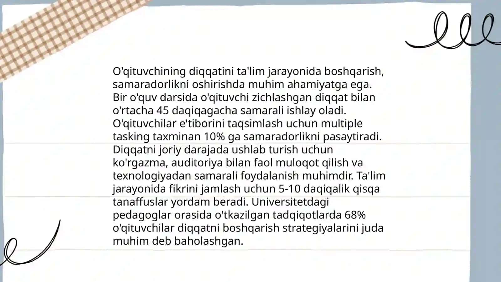 O'qituvchining diqqati va dars jarayonida undan foydalanish yoʻllari 4