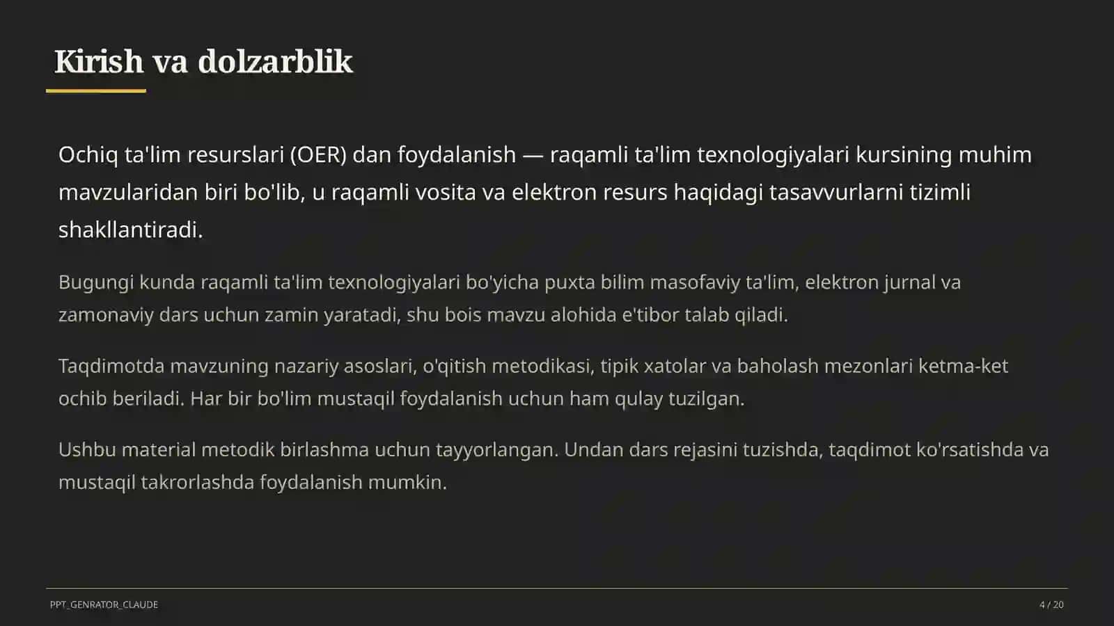 Ochiq ta'lim resurslari (OER) dan foydalanish 4