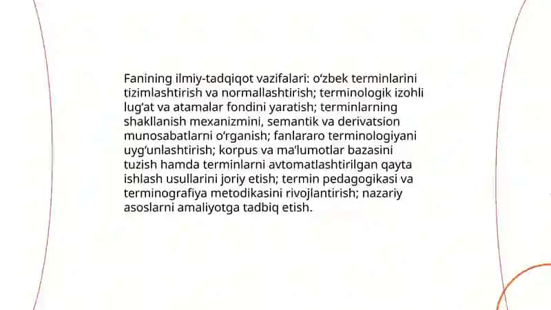 O'zbek terminologiyasi fanining maqsad va vazifalari 4
