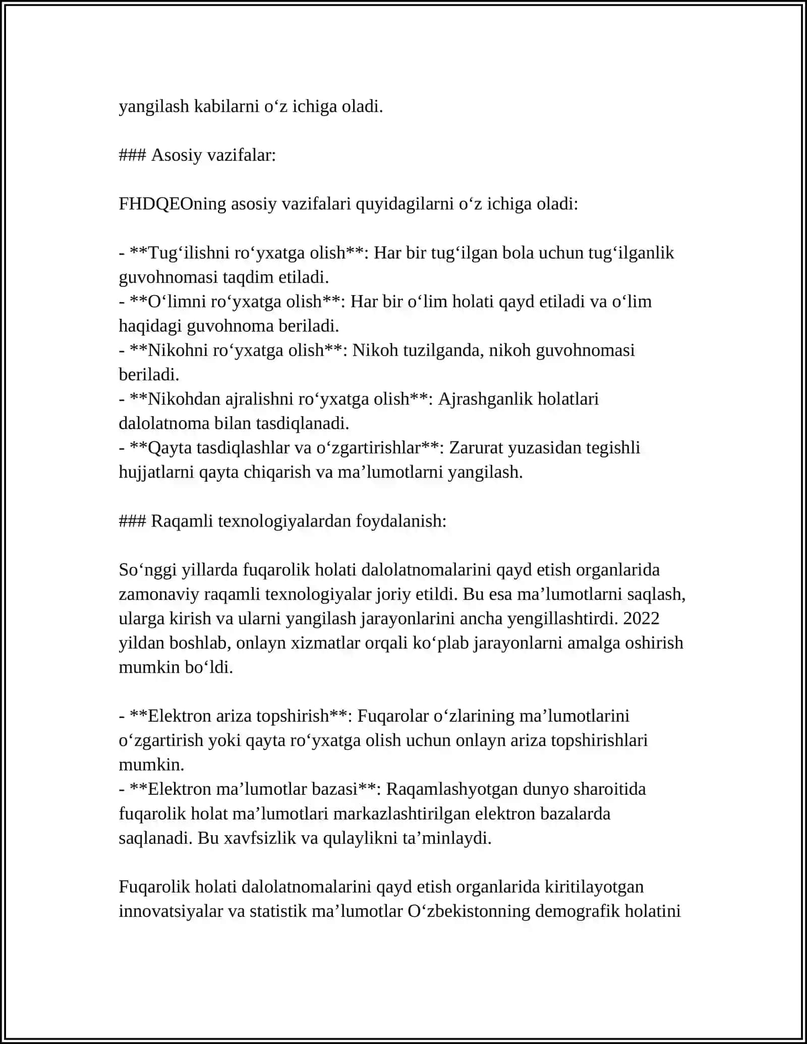 MUSTAQIL ISH Mavzu: FUQAROLIK MASALALARI BILAN SHUGʻULLANUVCHI ORGANLAR 4