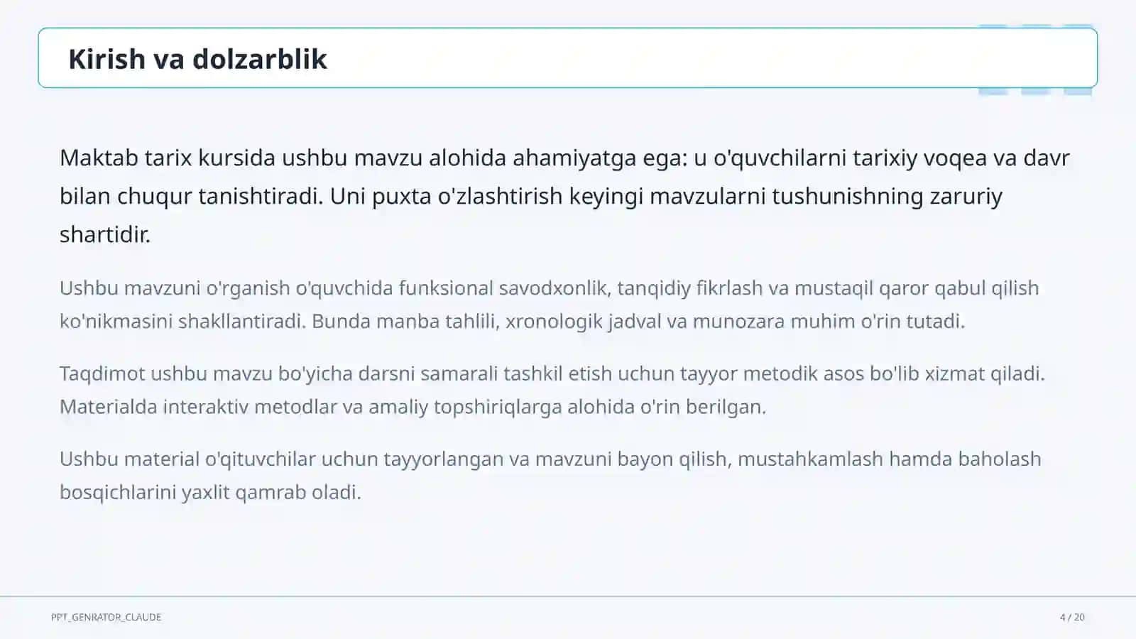 Mustaqil O'zbekistonning davlat ramzlari va Konstitutsiyasi (11-sinf) 4