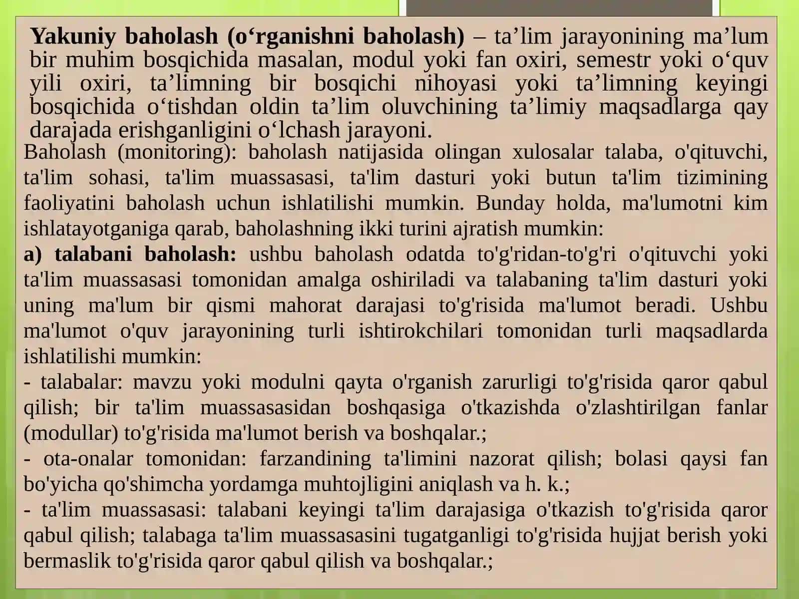 Pedagogik testlarning tasnifi 4