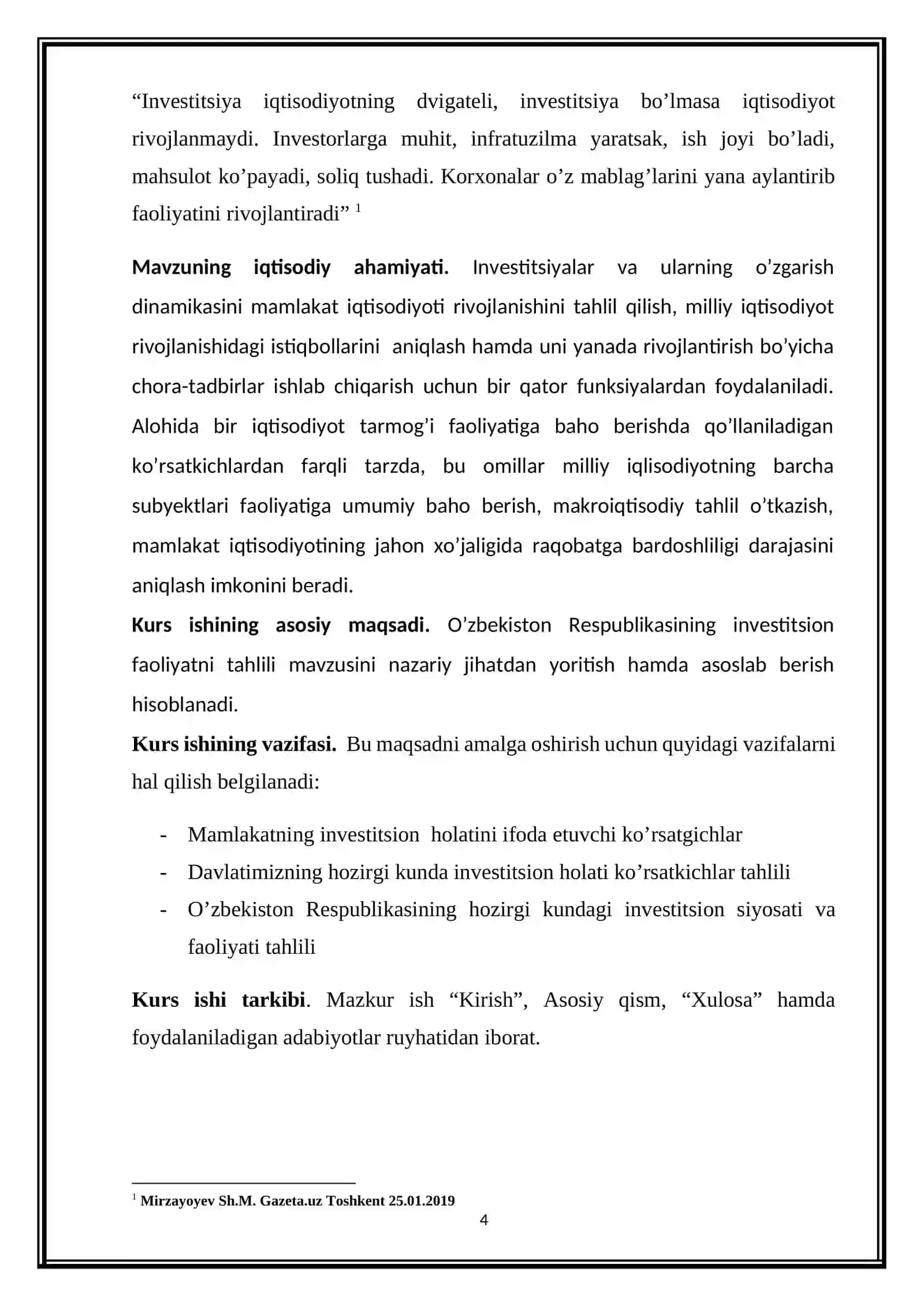 O’ZBEKISTON RESPUBLIKASI INVESTITSIYA SIYOSATI MAKROIQTISODIY TAHLILI 4