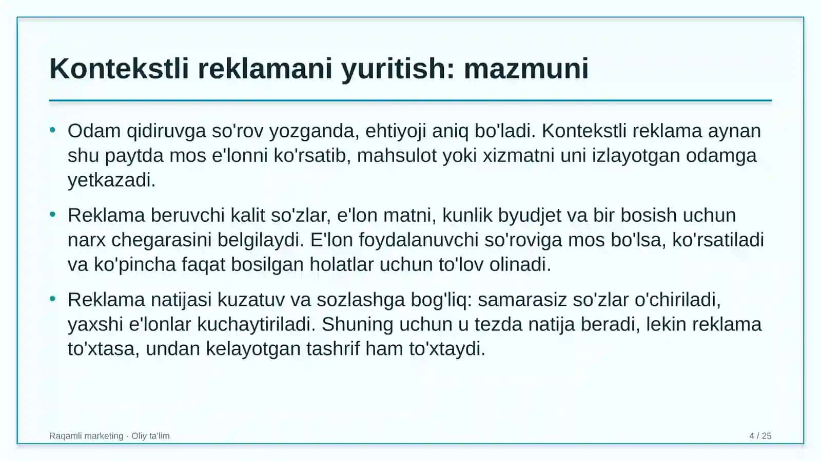 Kontekstli reklamani yuritish: mohiyati 4