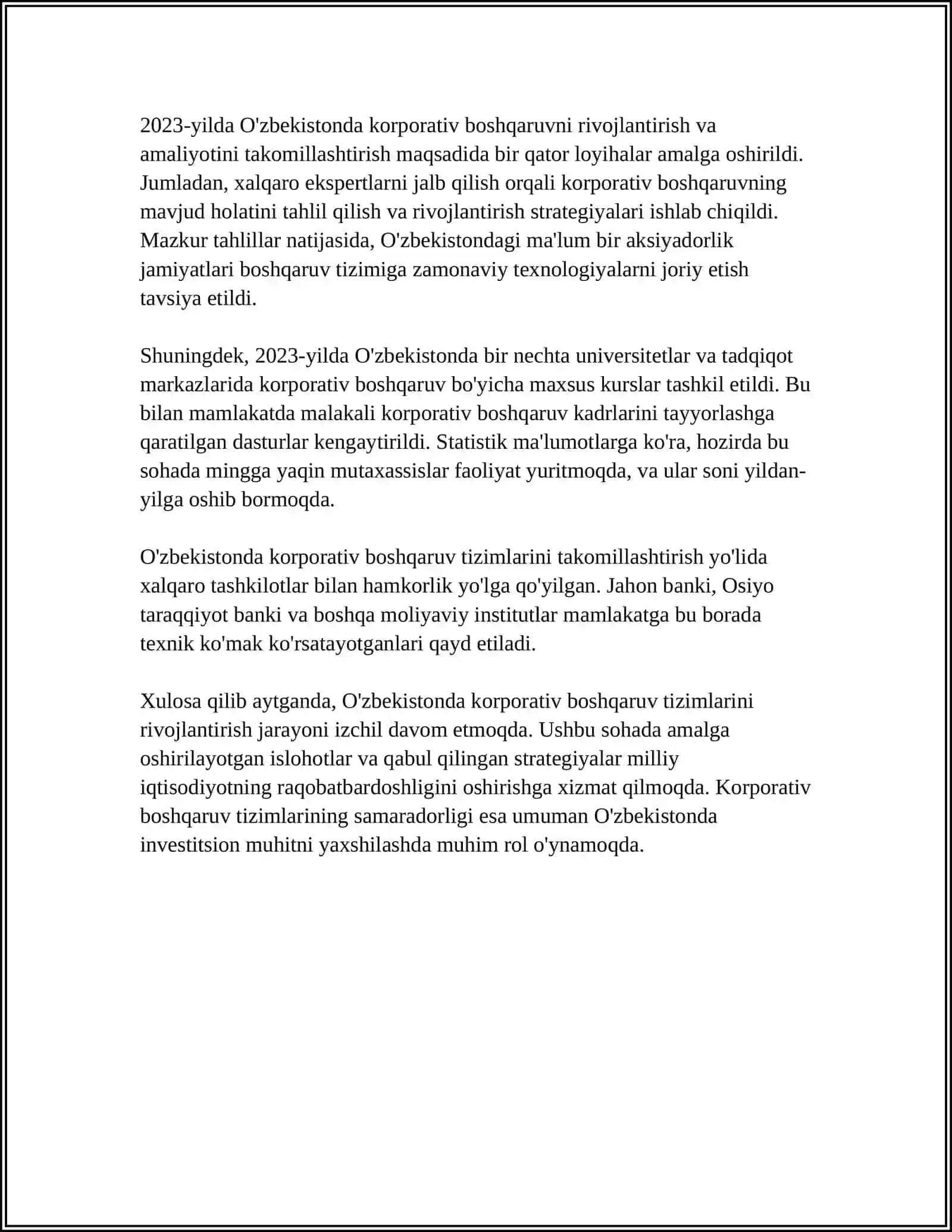 O'ZBEKISTONDA KORPORATIV MUNOSABATLARNING O'ZIGA XOS XUSUSIYATLARI 4