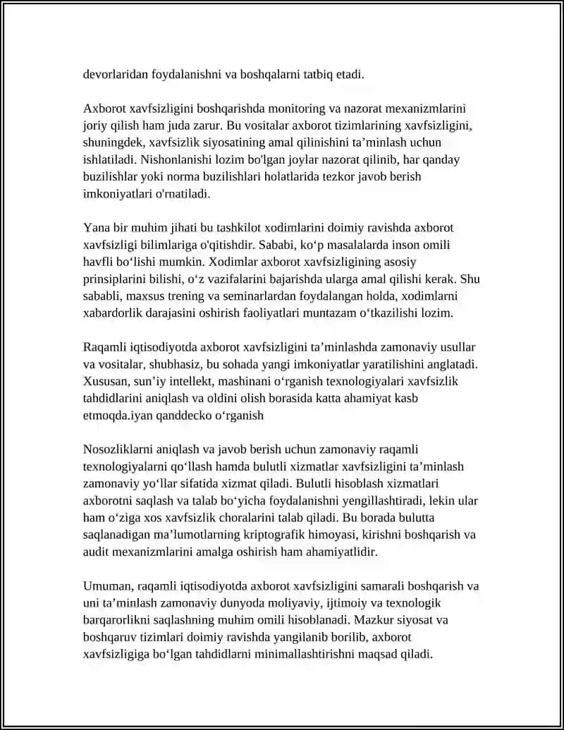 RAQAMLI IQTISODIYOTDA AXBOROT XAVFSIZLIGINI TA’MINLASHNING ZAMONAVIY USULLARI VA VOSITALARI 4
