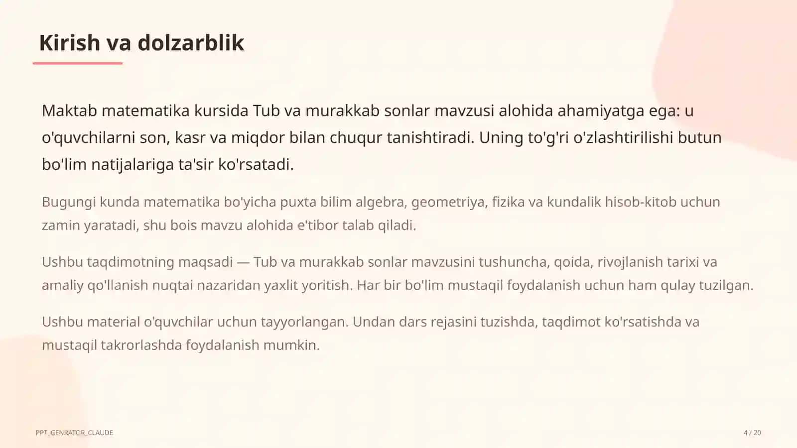 Tub va murakkab sonlar (5-sinf) 4