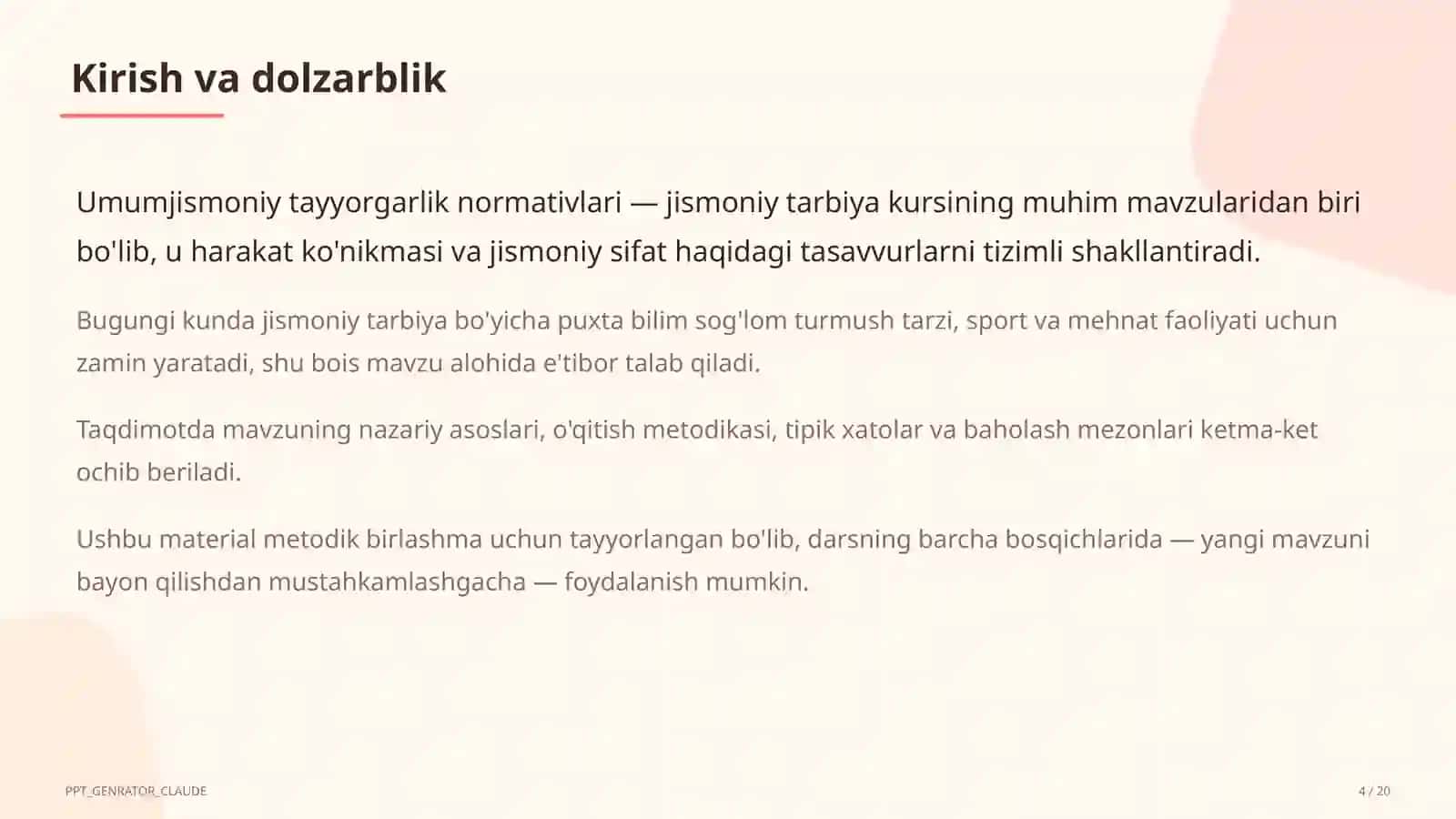 Umumjismoniy tayyorgarlik normativlari (10-sinf) 4