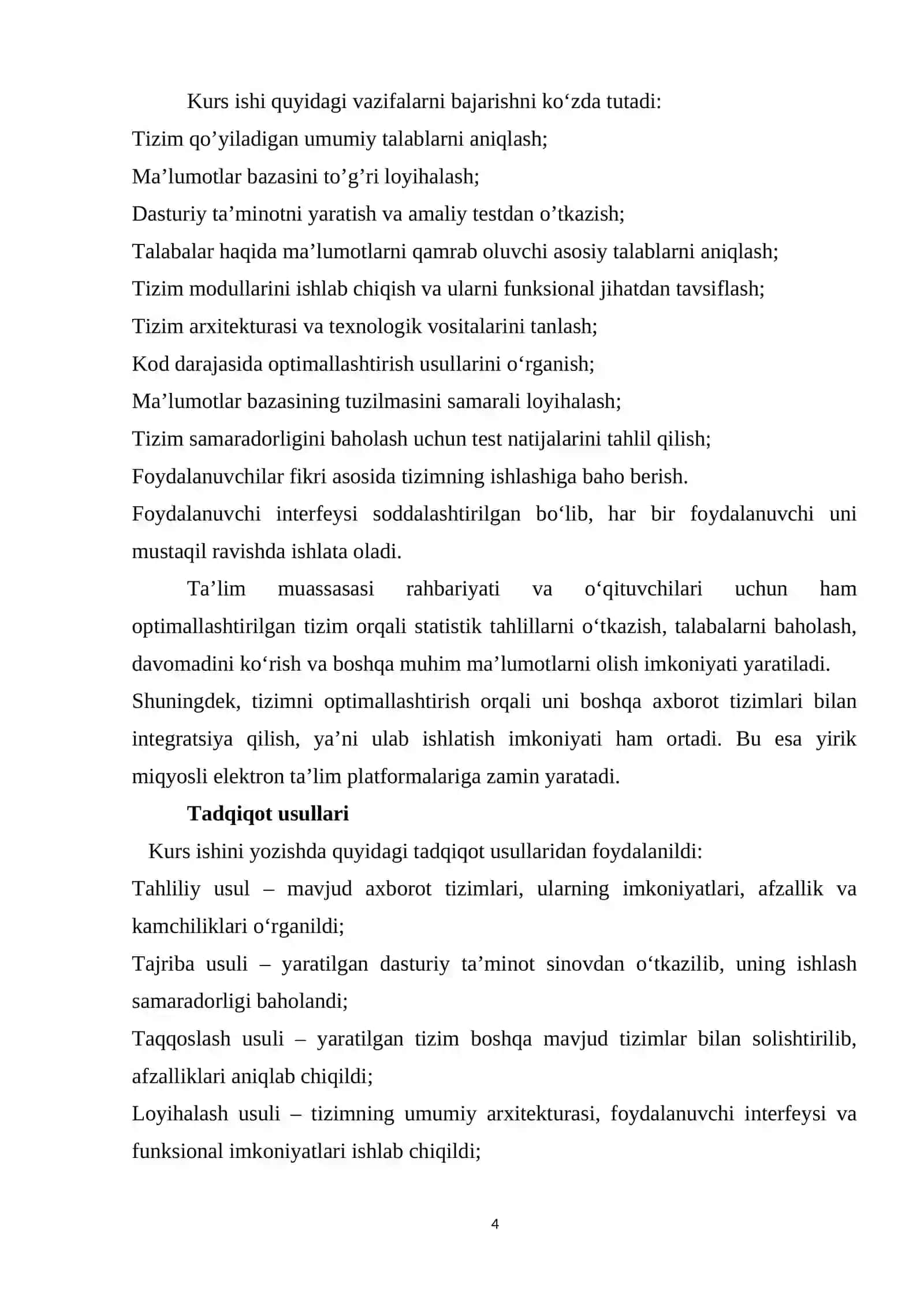 TALABALAR HAQIDA MA’LUMOTLARNI JAMLOVCHI TIZIM 4