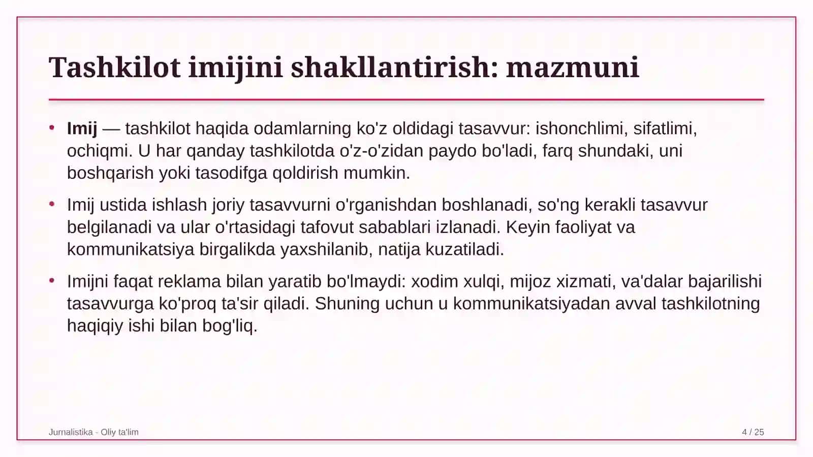 Tibbiyotda tashkilot imijini shakllantirish 4
