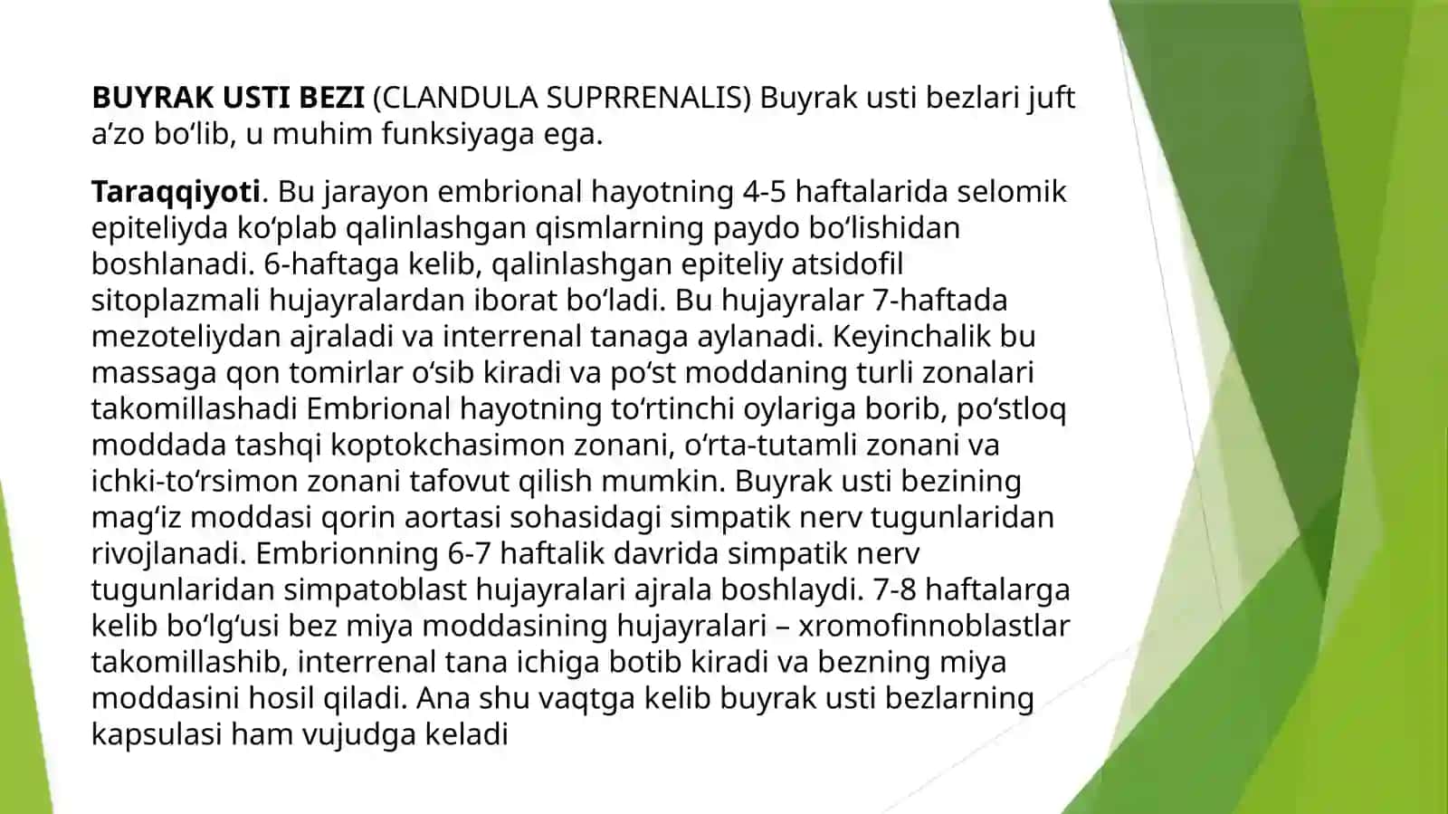 Buyrak usti bezi va stress holatida buyrak usti bezlari po’stlog’i garmonlarining roli. 4