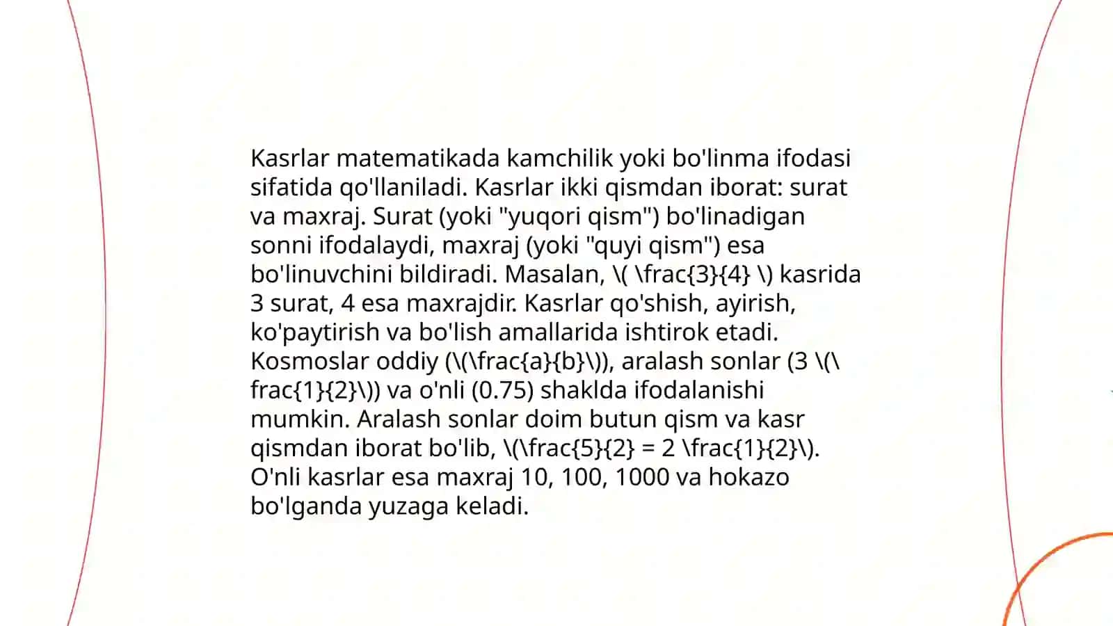 Aqliy rivojlanishida sustlashgan bolalarga oddiy kasrlar o'rgatish 4