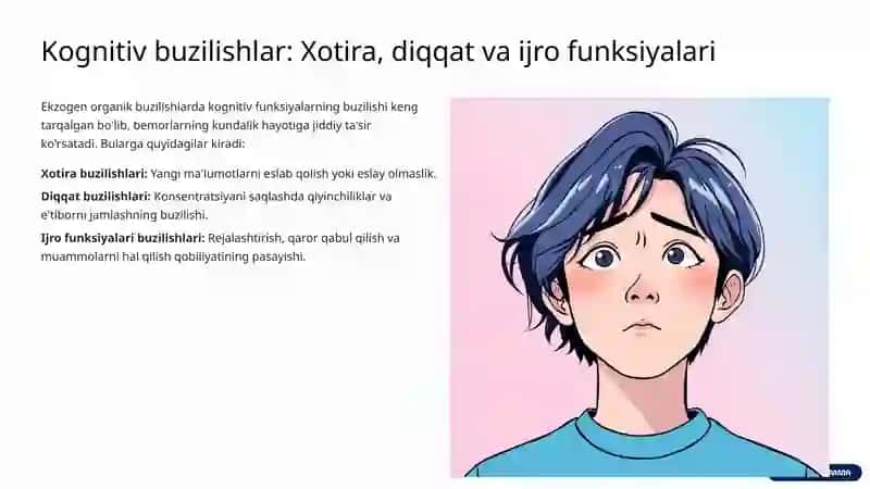 Ekzogen organik ruhiy buzilishlar: Tushuncha va diagnostika 4