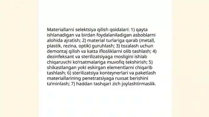 Sterilizatsiya oldi tayyorgarligi va sterilizatsiya sifatini aniqlash usullari 4