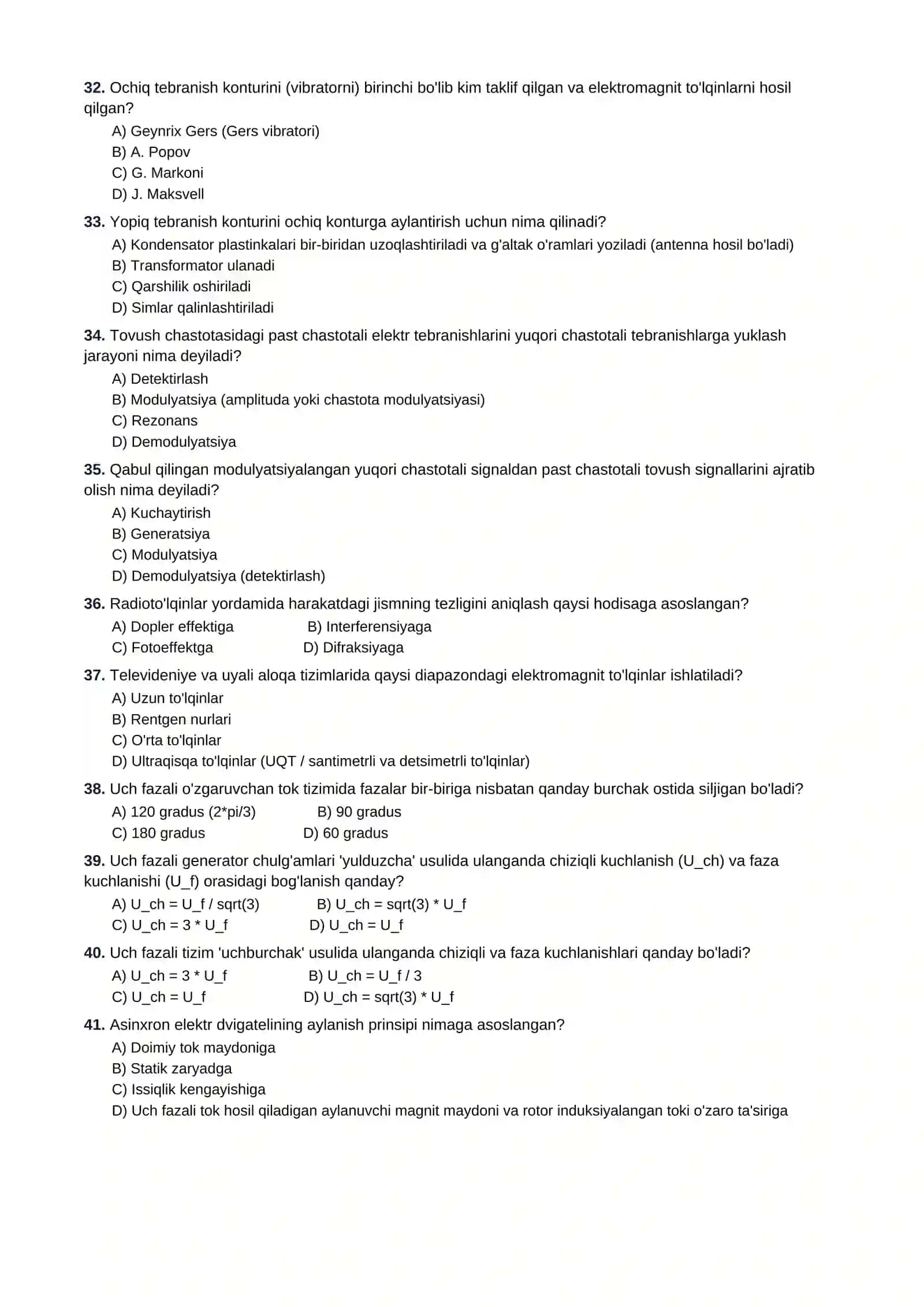 11-SINF FIZIKA FANIDAN TESTLAR TO'PLAMI 4