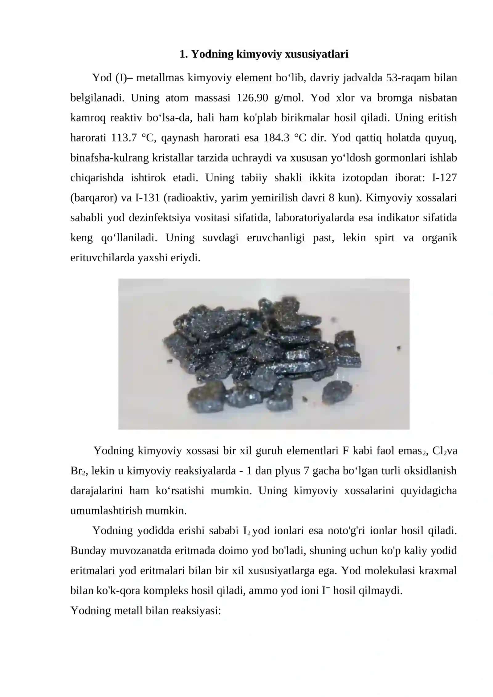 Yodning kimyoviy xususiyatlari 4