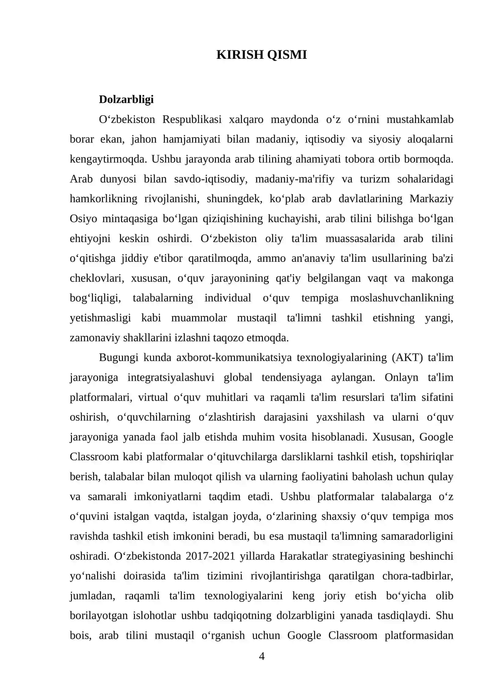 Google classroom asosida talabalarning arab tilidan mustaqil ta’limini tashkil etish metodikasini yaratish 4