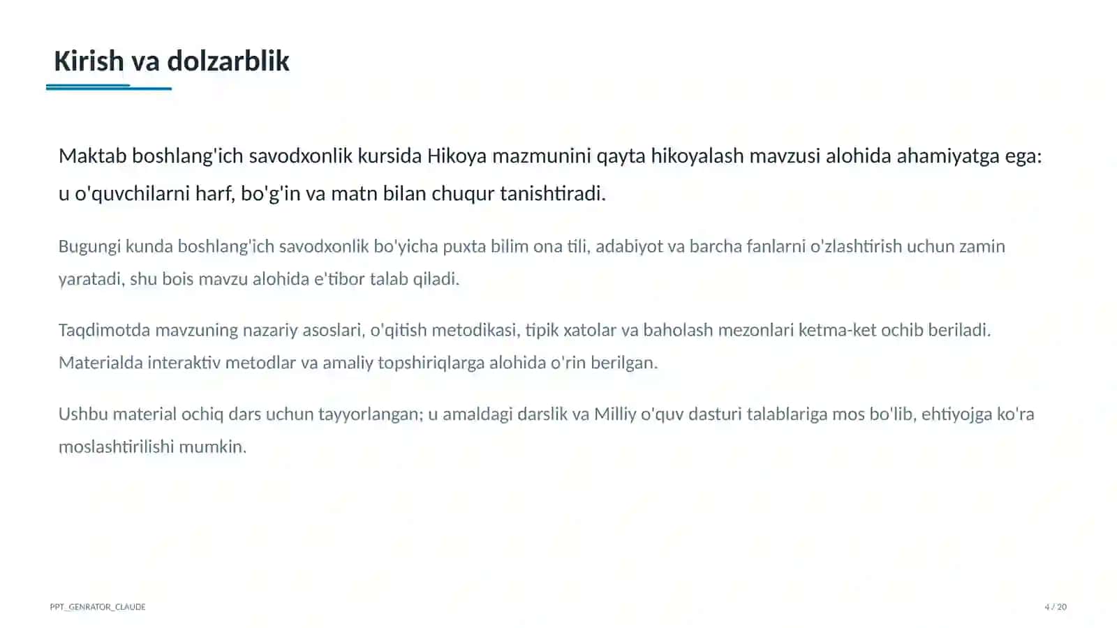 Hikoya mazmunini qayta hikoyalash (3-sinf) 4