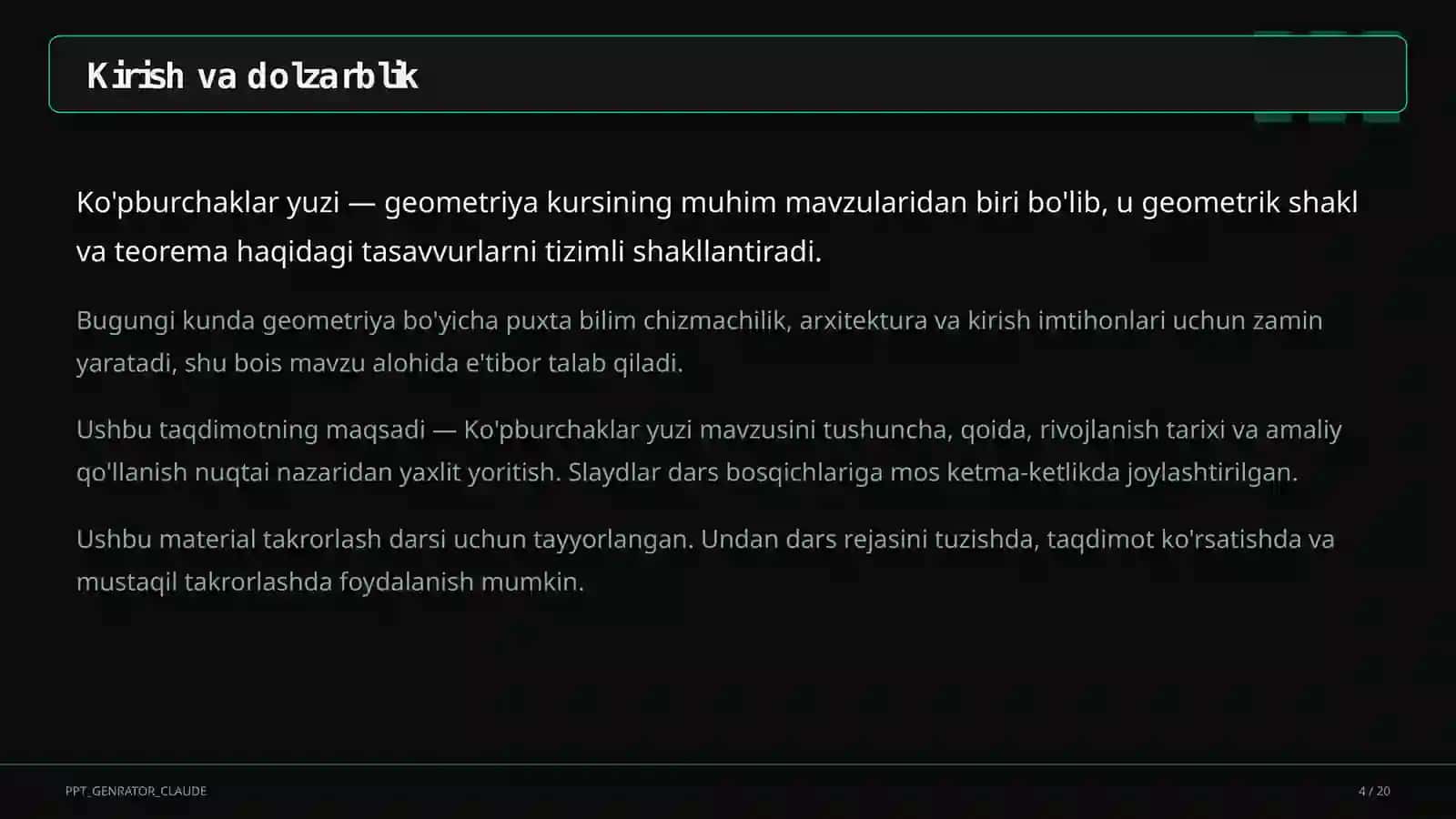 Ko'pburchaklar yuzi (8-sinf) 4
