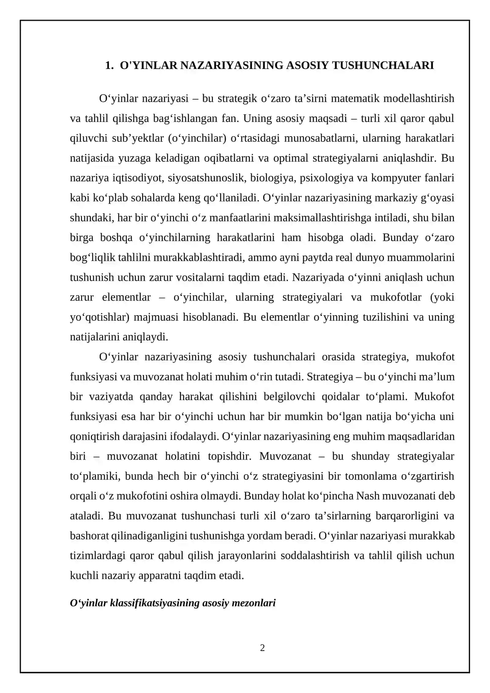O‘yinlar nazariyasi va o‘zaro hamkorliklarni modellashtirish 4