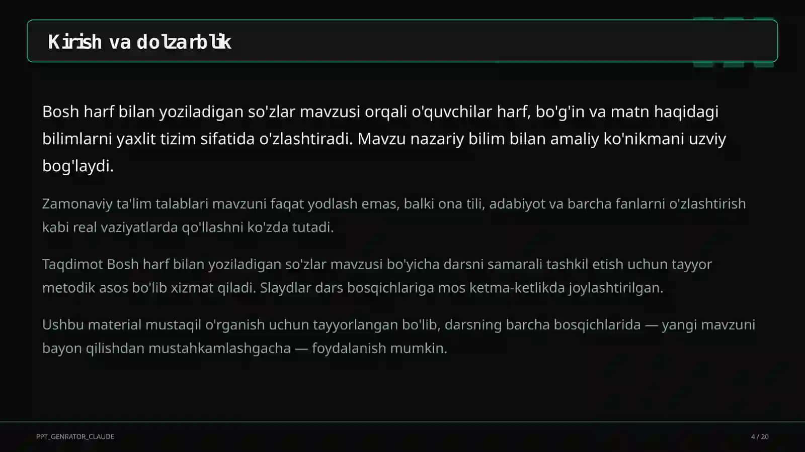 Bosh harf bilan yoziladigan so'zlar (2-sinf) 4