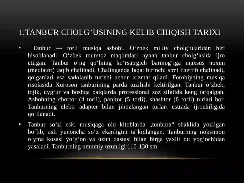 Tanbur va Dutor cholg'ulari haqida 4