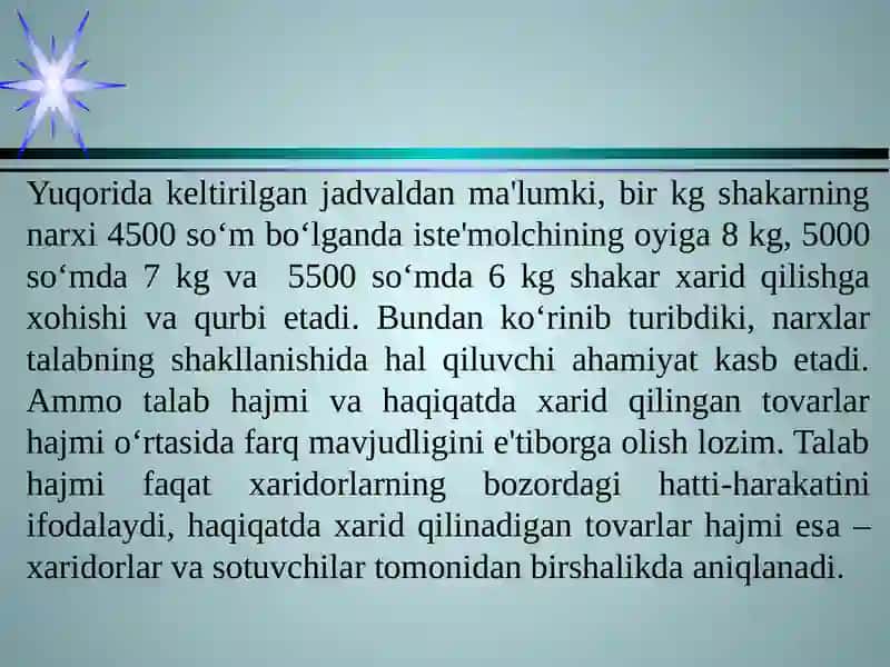 TALAB VATAKLIF. BOZOR MUVOZANATI 4
