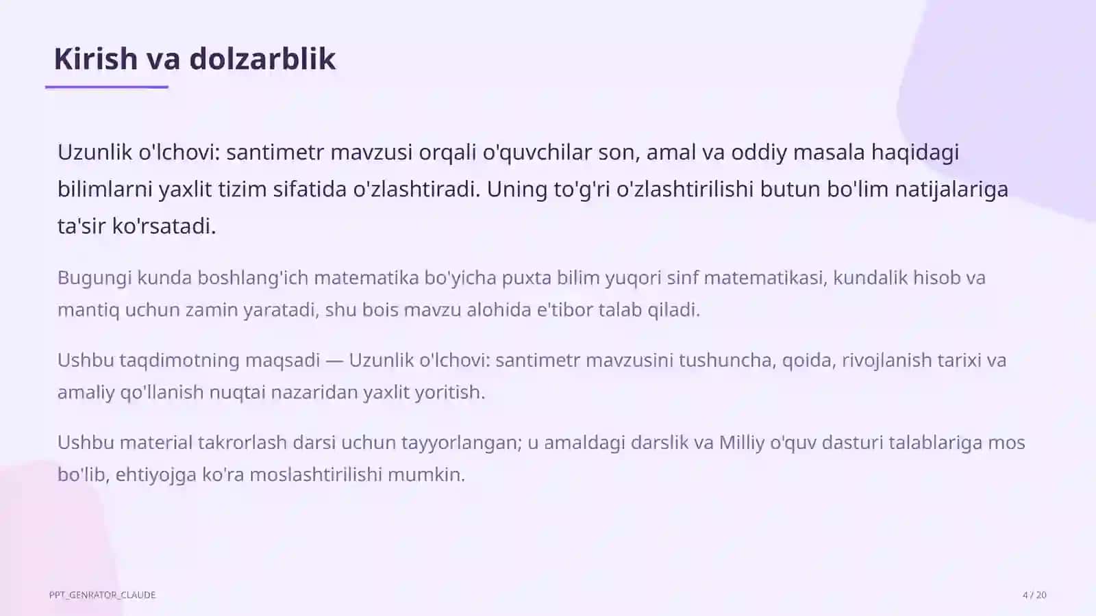 Uzunlik o'lchovi: santimetr (1-sinf) 4